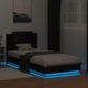 Рамка за легло с табла и LED осветление, черна, 90x200 см