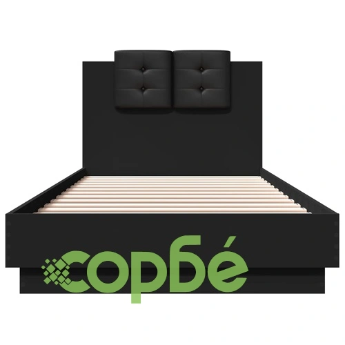Рамка за легло с табла и LED осветление, черна, 90x200 см ➤ топ цена ➤ sorbe.bg