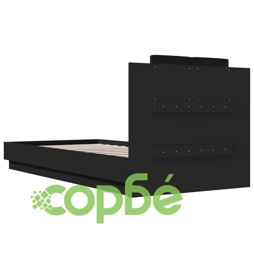 Рамка за легло с табла и LED осветление, черна, 90x200 см ➤ топ цена ➤ sorbe.bg