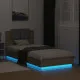 Рамка за легло с табла и LED осветление, дъб сонома, 90x200 см