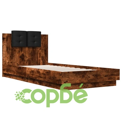 Рамка за легло с табла и LED осветление, опушен дъб, 90x200 см ➤ топ цена ➤ sorbe.bg