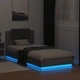 Рамка за легло с табла и LED осветление, сив сонома, 90x200 см