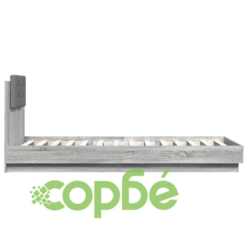 Рамка за легло с табла и LED осветление, сив сонома, 90x200 см ➤ топ цена ➤ sorbe.bg