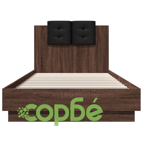 Рамка за легло с табла и LED осветление, кафяв дъб, 90x200 см ➤ топ цена ➤ sorbe.bg