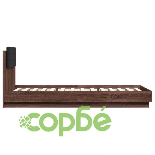 Рамка за легло с табла и LED осветление, кафяв дъб, 90x200 см ➤ топ цена ➤ sorbe.bg