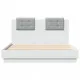 Рамка за легло с табла и LED осветление, бяла, 120x190 см