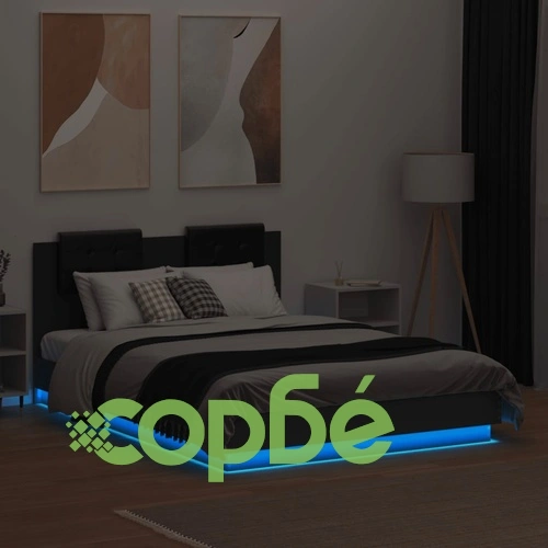 Рамка за легло с табла и LED осветление, черна, 120x190 см ➤ топ цена ➤ sorbe.bg