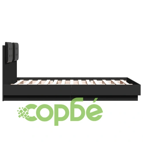 Рамка за легло с табла и LED осветление, черна, 120x190 см ➤ топ цена ➤ sorbe.bg