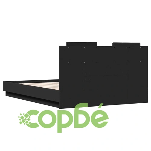 Рамка за легло с табла и LED осветление, черна, 120x190 см ➤ топ цена ➤ sorbe.bg