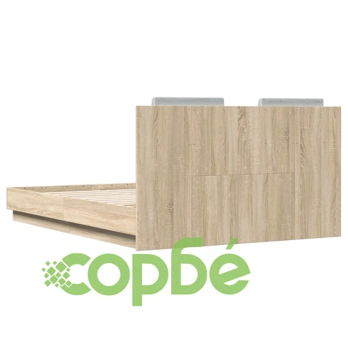 Рамка за легло с табла и LED осветление, дъб сонома, 120x190 см ➤ топ цена ➤ sorbe.bg