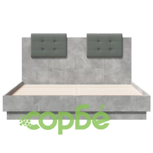 Рамка за легло с табла и LED осветление бетонно сив 120x190 см ➤ топ цена ➤ sorbe.bg