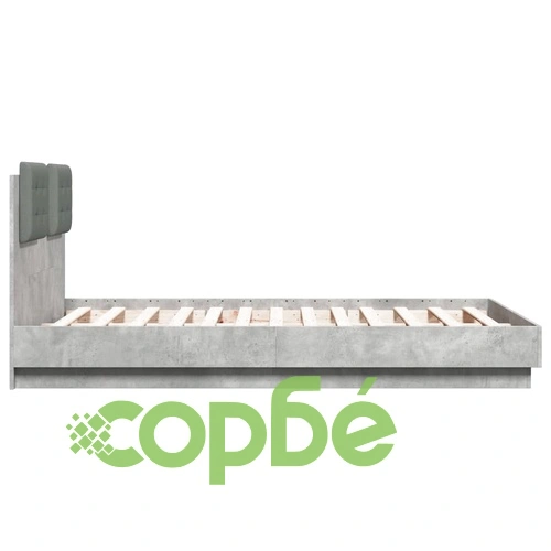 Рамка за легло с табла и LED осветление бетонно сив 120x190 см ➤ топ цена ➤ sorbe.bg