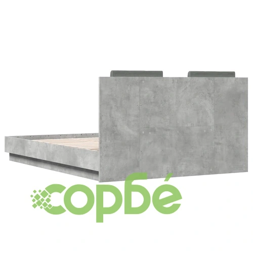 Рамка за легло с табла и LED осветление бетонно сив 120x190 см ➤ топ цена ➤ sorbe.bg