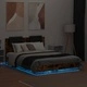 Рамка за легло с табла и LED осветление, опушен дъб, 120x190 см
