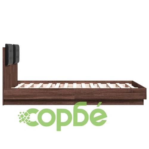 Рамка за легло с табла и LED осветление, кафяв дъб, 120x190 см ➤ топ цена ➤ sorbe.bg
