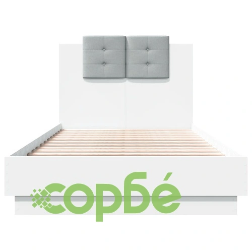 Рамка за легло с табла и LED осветление, бяла, 90x190 см ➤ топ цена ➤ sorbe.bg