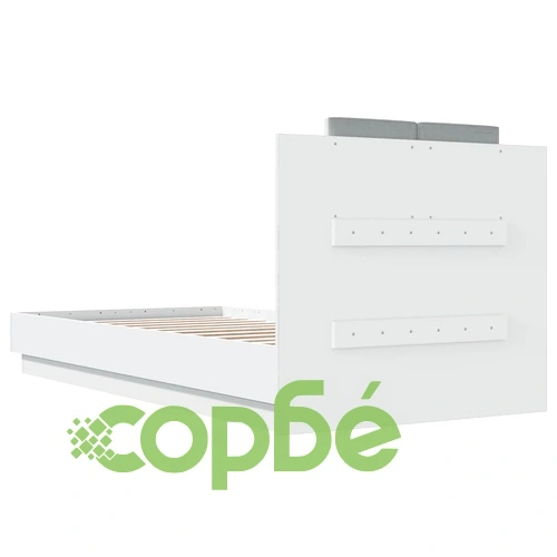 Рамка за легло с табла и LED осветление, бяла, 90x190 см ➤ топ цена ➤ sorbe.bg