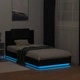 Рамка за легло с табла и LED осветление, черна, 90x190 см