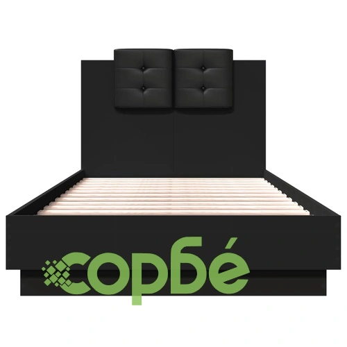 Рамка за легло с табла и LED осветление, черна, 90x190 см ➤ топ цена ➤ sorbe.bg