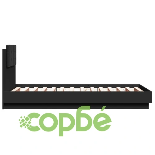 Рамка за легло с табла и LED осветление, черна, 90x190 см ➤ топ цена ➤ sorbe.bg