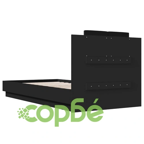 Рамка за легло с табла и LED осветление, черна, 90x190 см ➤ топ цена ➤ sorbe.bg