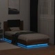 Рамка за легло с табла и LED осветление, кафяв дъб, 90x190 см