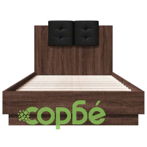 Рамка за легло с табла и LED осветление, кафяв дъб, 90x190 см ➤ топ цена ➤ sorbe.bg