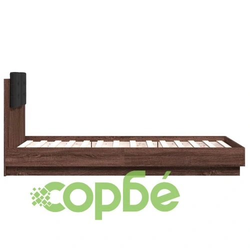 Рамка за легло с табла и LED осветление, кафяв дъб, 90x190 см ➤ топ цена ➤ sorbe.bg