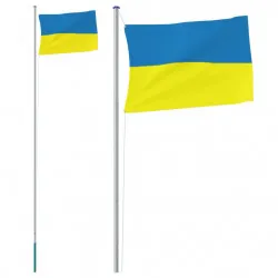 Флаг на Украйна и стълб, 6,23 м, алуминий