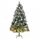 Изкуствена коледна елха с шарнири, 300 LED и топки, 210 см
