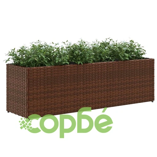Градински плантери с 3 саксии 2 бр кафяви 105x30x32см полиратан ➤ топ цена ➤ sorbe.bg