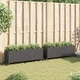 Градински кашпи с колела 2 бр черни 107x32x38 см полиратан