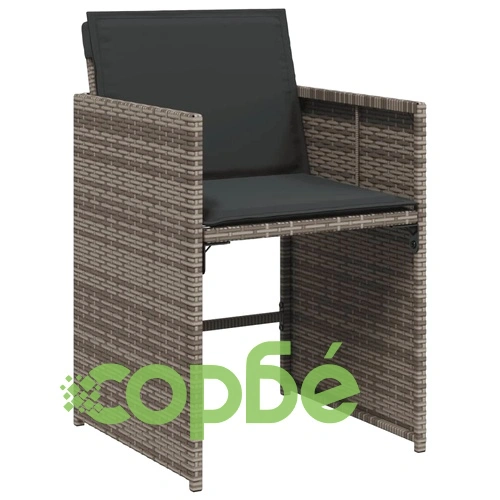 Градински трапезен комплект 5 части с възглавници сив полиратан ➤ топ цена ➤ sorbe.bg