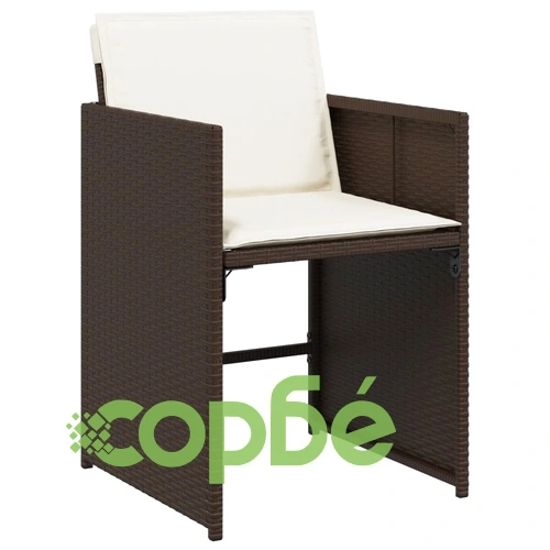 Градински комплект с възглавници 17 части кафяв полиратан ➤ топ цена ➤ sorbe.bg