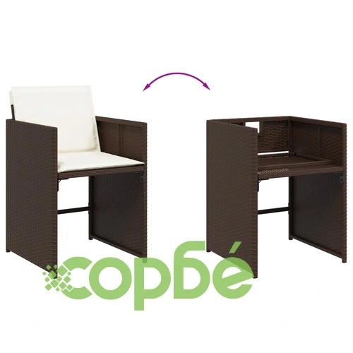 Градински комплект с възглавници 17 части кафяв полиратан ➤ топ цена ➤ sorbe.bg