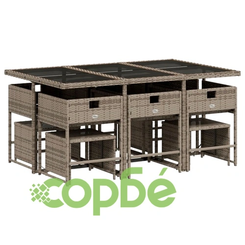 Градински комплект с възглавници 11 части сив полиратан ➤ топ цена ➤ sorbe.bg