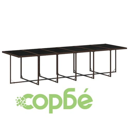 Външен трапезен комплект 13 части с възглавници кафяв полиратан ➤ топ цена ➤ sorbe.bg