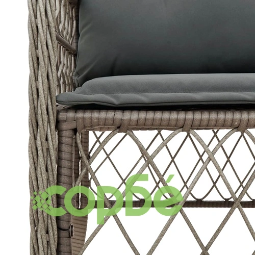 Градински трапезен комплект 9 части с възглавници сив полиратан ➤ топ цена ➤ sorbe.bg