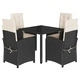 Градински трапезен комплект възглавници 5 части черен полиратан