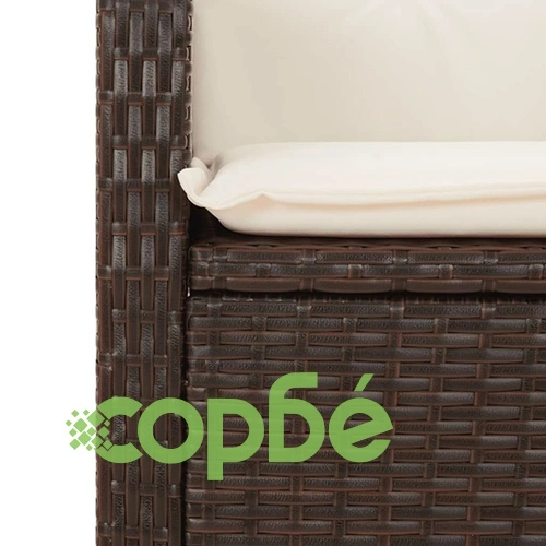 Градински трапезен комплект възглавници 9 части кафяв полиратан ➤ топ цена ➤ sorbe.bg