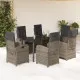 Градински трапезен комплект 7 части с възглавници сив полиратан
