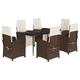 Градински трапезен комплект възглавници 7 части кафяв полиратан