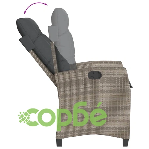 Градински трапезен комплект 5 части с възглавници сив полиратан ➤ топ цена ➤ sorbe.bg