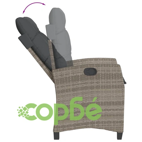 Градински трапезен комплект 5 части с възглавници сив полиратан ➤ топ цена ➤ sorbe.bg