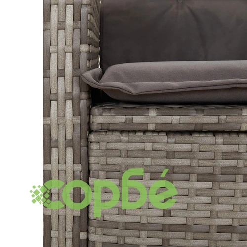 Градински трапезен комплект 5 части с възглавници сив полиратан ➤ топ цена ➤ sorbe.bg