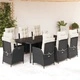 Градински трапезен комплект възглавници 9 части черен полиратан
