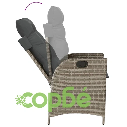 Градински трапезен комплект 9 части с възглавници сив полиратан ➤ топ цена ➤ sorbe.bg