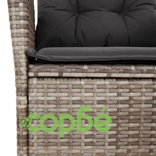 Градински трапезен комплект 9 части с възглавници сив полиратан ➤ топ цена ➤ sorbe.bg