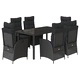 Градински трапезен комплект 7 части възглавници черен полиратан
