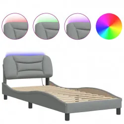 Рамка за легло с LED осветление, светлосива, 80x200 см, плат